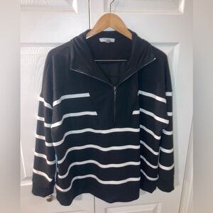 Cable & Gauge Black and White Zip-Up Sweater